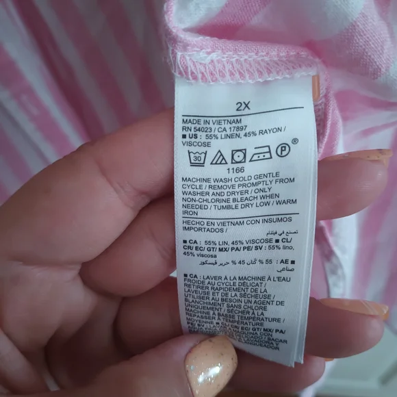 Striped Pink and Green Old Navy Linen - Picture 6 of 8